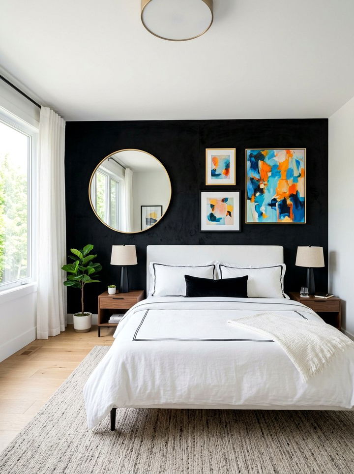 Matte Black Accent Wall - 30 dark bedroom accent wall ideas