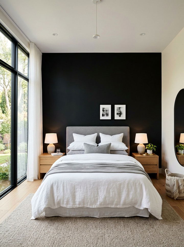 Matte Black Accent Wall - 30 bedroom black walls