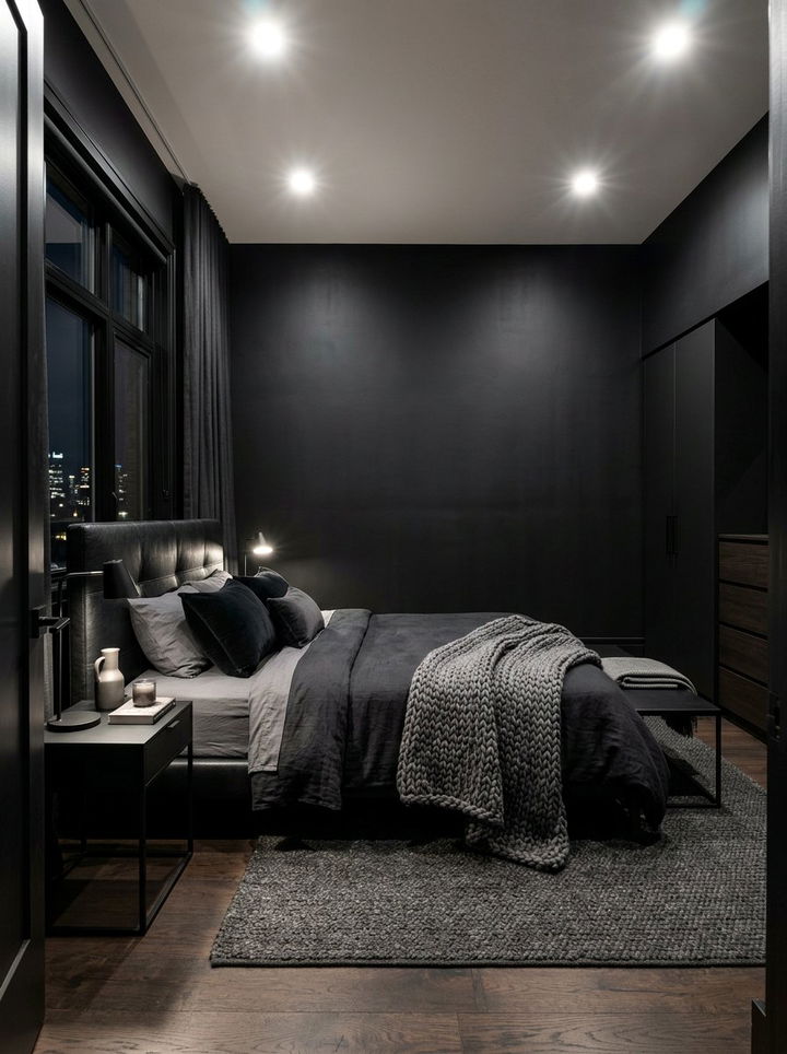 Matte Black Bedroom - 30 dark bedroom ideas