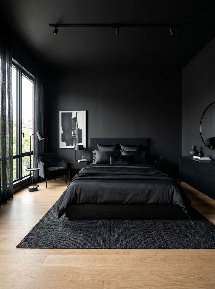 Matte Black Bedroom - 30 dark neutral bedroom ideas