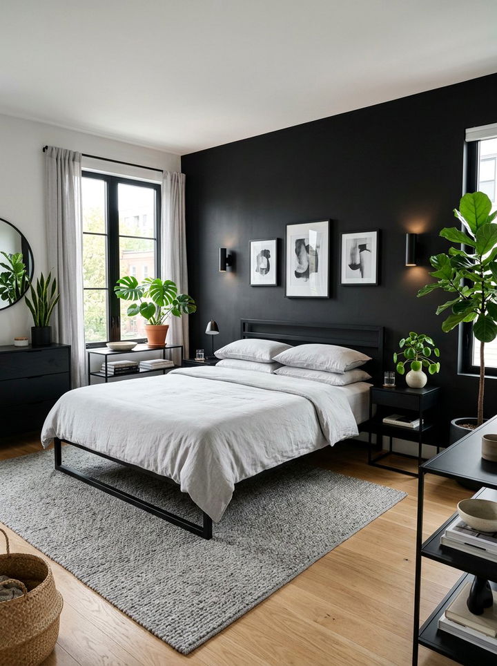 Matte Black Bedroom - 30 masculine bedroom ideas