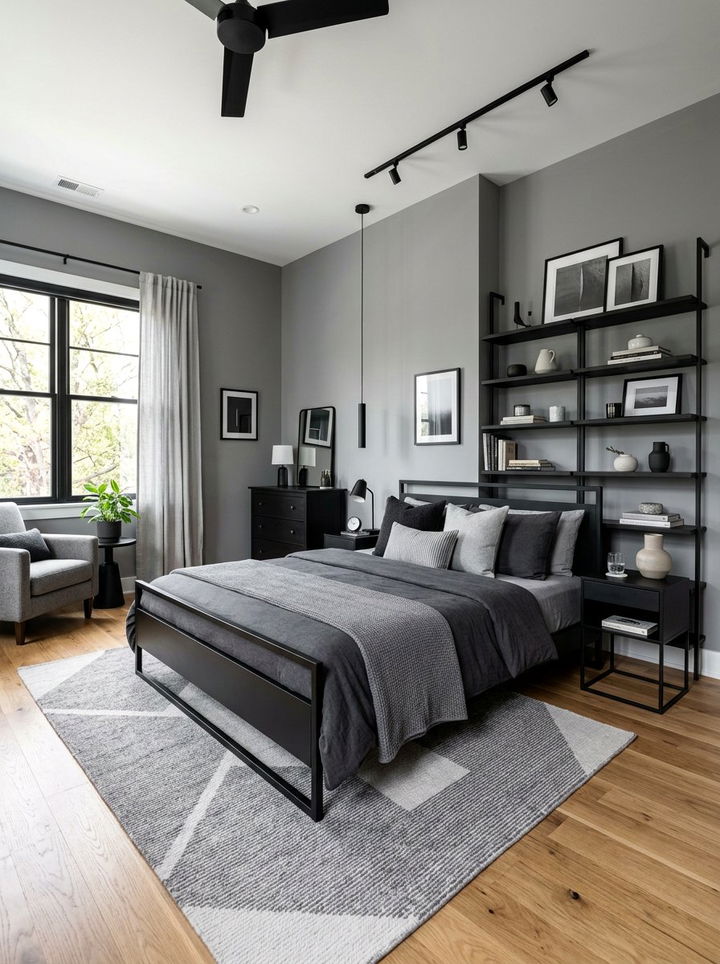 Matte Black Grey Bedroom - 30 grey bedroom design ideas