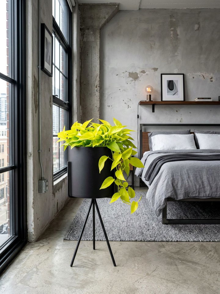 Matte Black Metal Planter - 30 bedroom planters