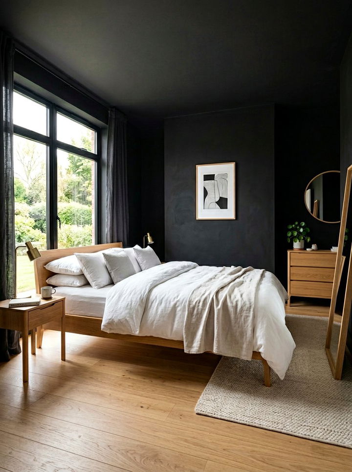 Matte Black Paint - 30 rustic black bedroom ideas