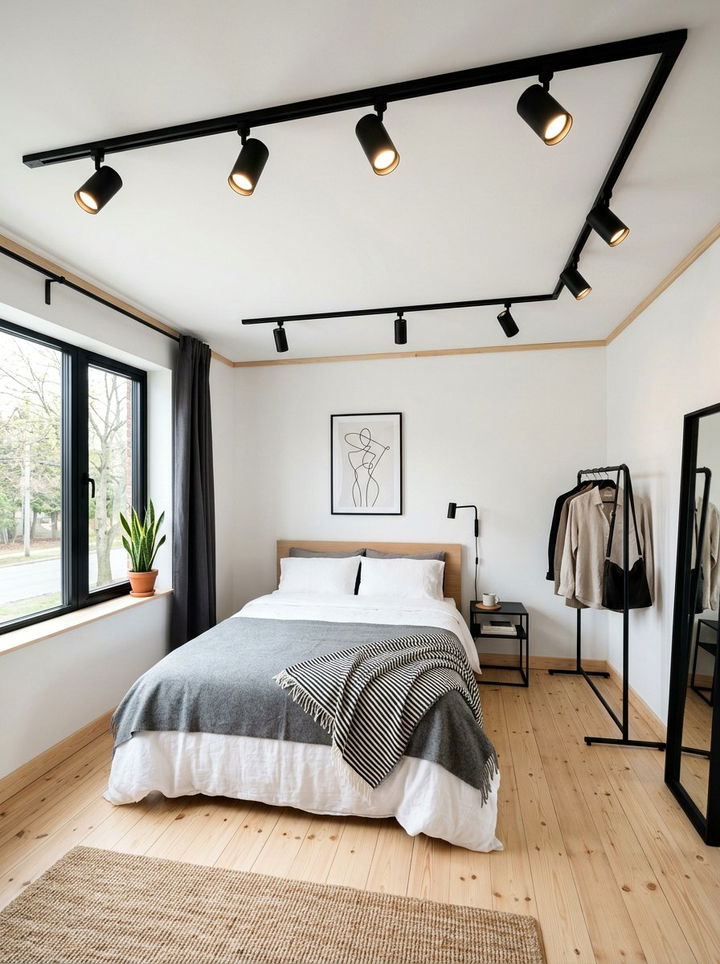 Matte Black Track Lights - 30 bedroom track lighting ideas