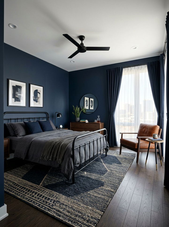 Matte Blue Masculine Bedroom - 30 modern blue bedroom ideas