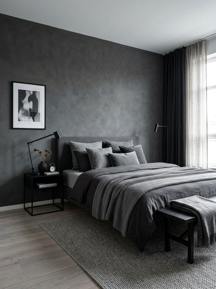 Matte Charcoal Bedroom Wall - 30 charcoal accent wall bedroom