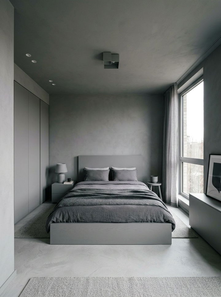 Matte Gray Minimalist Bedroom - 30 minimalist gray bedroom ideas