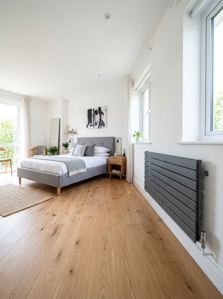 Matte Grey Horizontal Radiator - 30 bedroom radiators