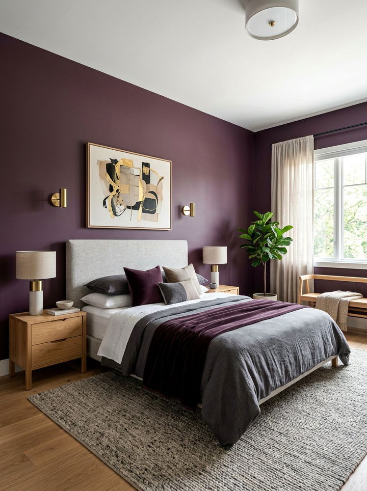 Matte Plum Paint - 30 plum bedroom ideas
