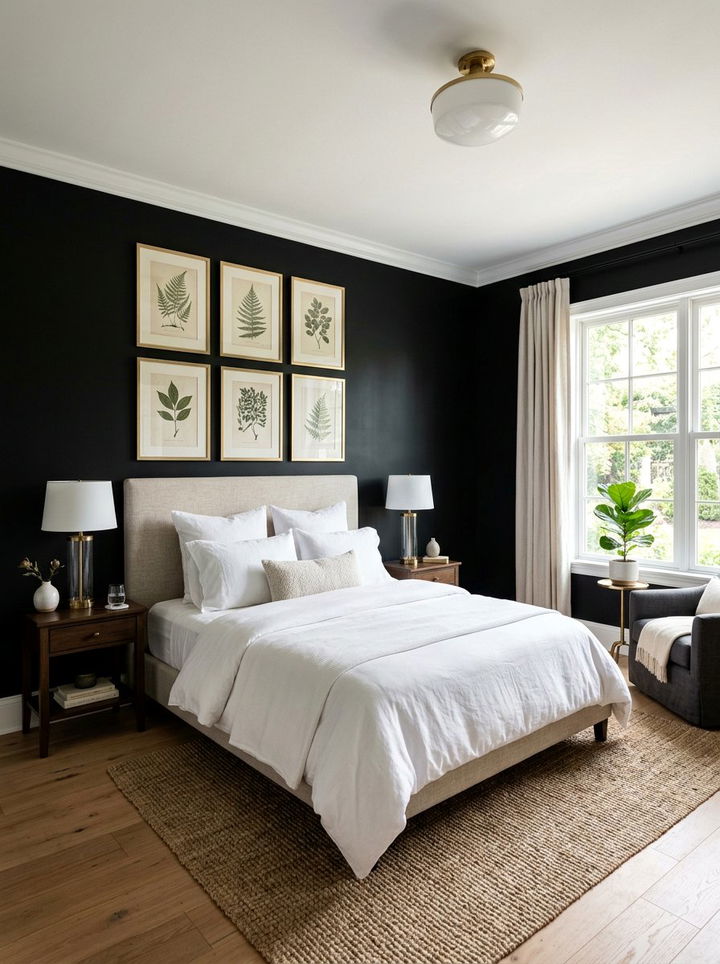 Matte black walls bedroom - 30 traditional black bedroom ideas