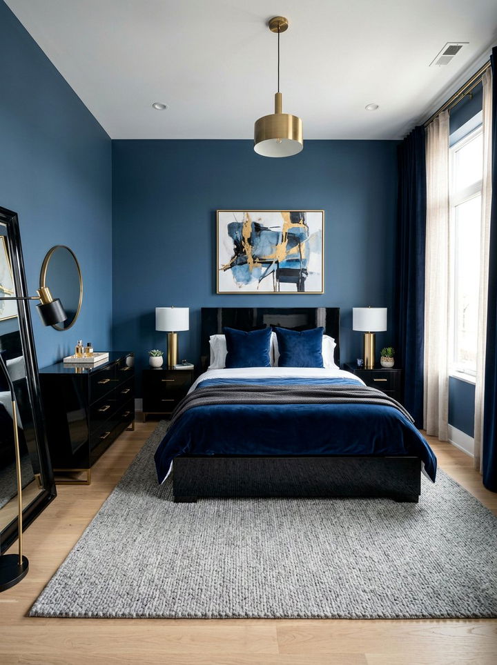 Matte blue bedroom - 30 bedroom blue walls