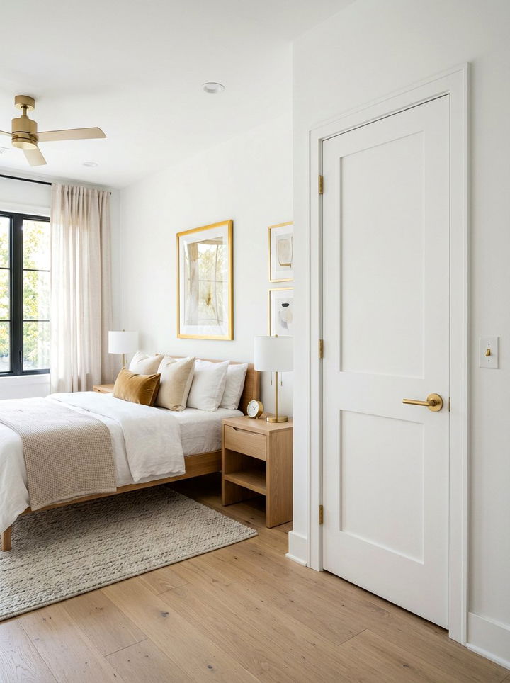 Matte gold door hardware - 30 gold bedroom ideas