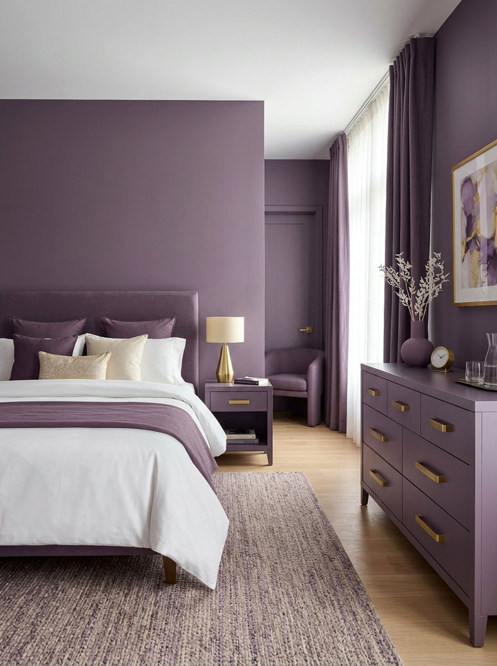 Matte purple gold bedroom - 30 purple and gold bedroom color combo