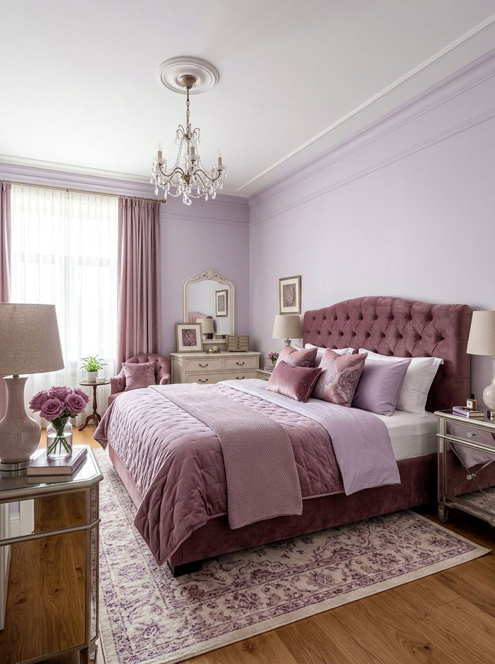 Mauve Romantic Bedroom - 30 monochromatic bedroom ideas