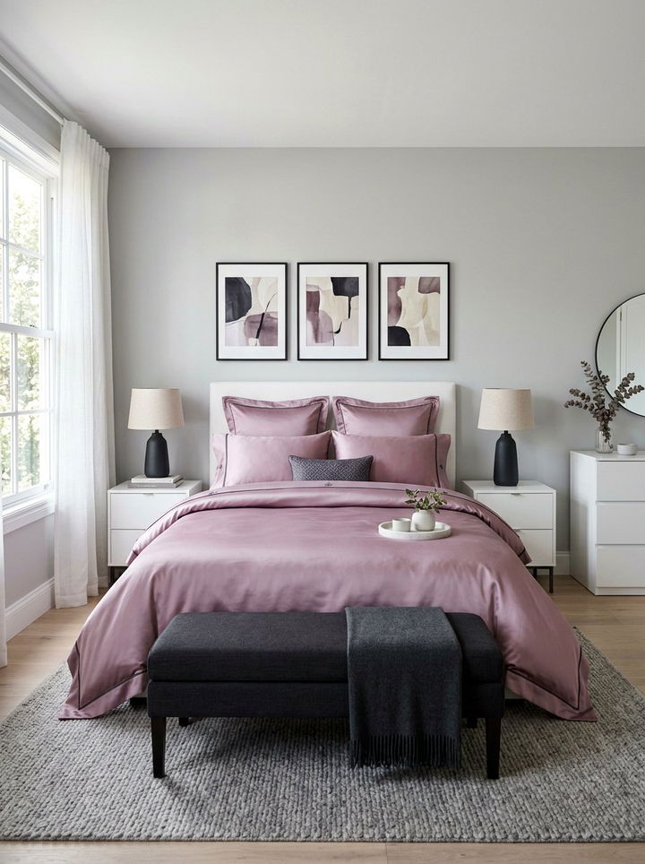 Mauve Satin Set - 30 bedroom satin bedding ideas