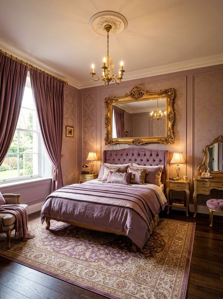 Mauve and gold bedroom - 30 sunset inspired bedroom color ideas