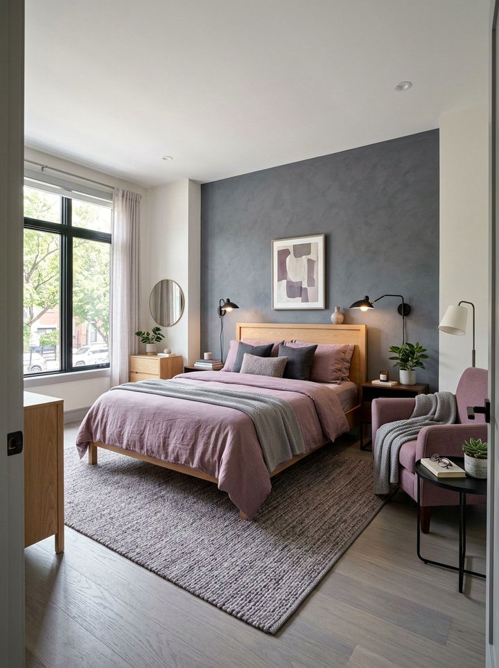 Mauve and slate gray bedroom - 30 purple and gray bedroom ideas