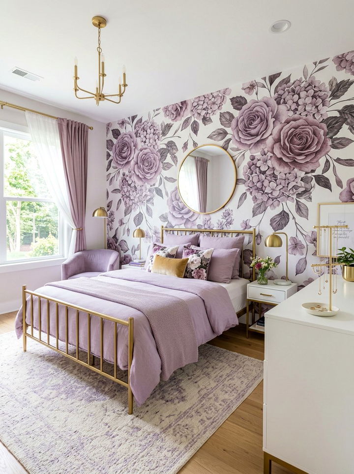 Mauve floral bedroom gold accents - 30 mauve and gold bedroom ideas