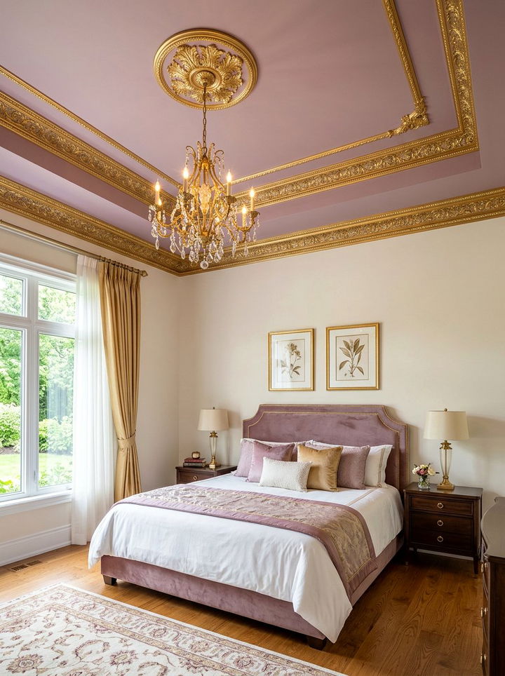 Mauve gold ceiling - 30 mauve and gold bedroom ideas