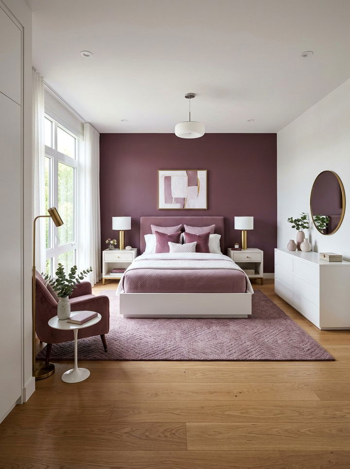 Mauve white sophisticated bedroom - 30 pinkish white bedroom ideas