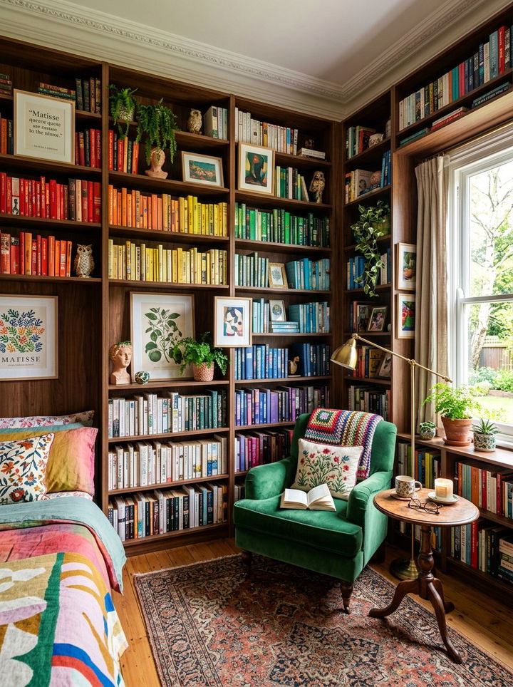 Maximalist Bookshelf Bedroom - 30 maximalist bedroom ideas