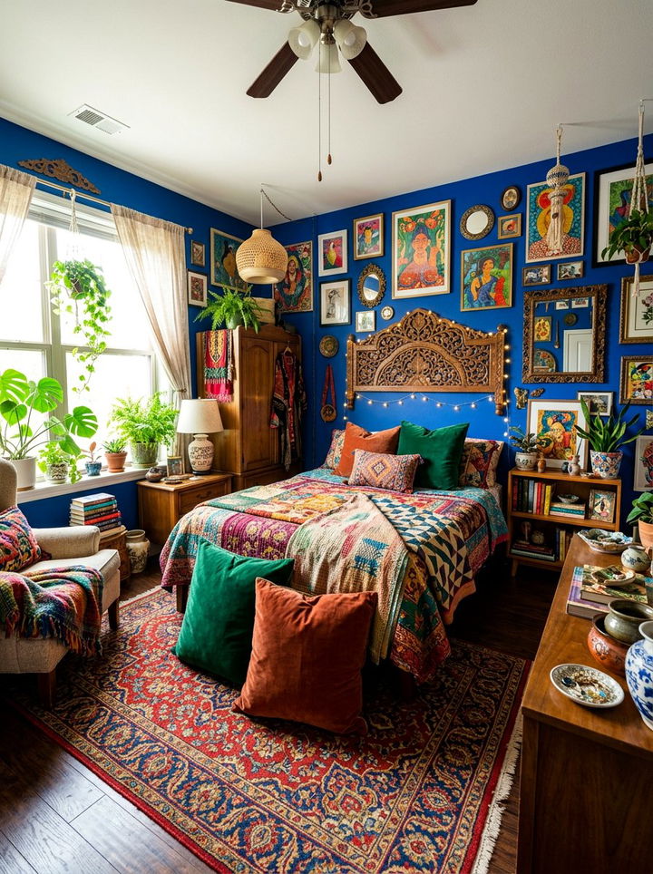 Maximalist Cobalt Blue Room - 30 cobalt blue bedroom ideas