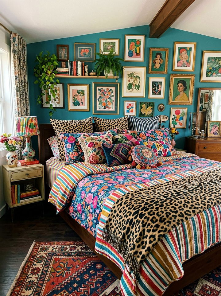 Maximalist Eclectic Bedding - 30 bedroom layered bedding ideas