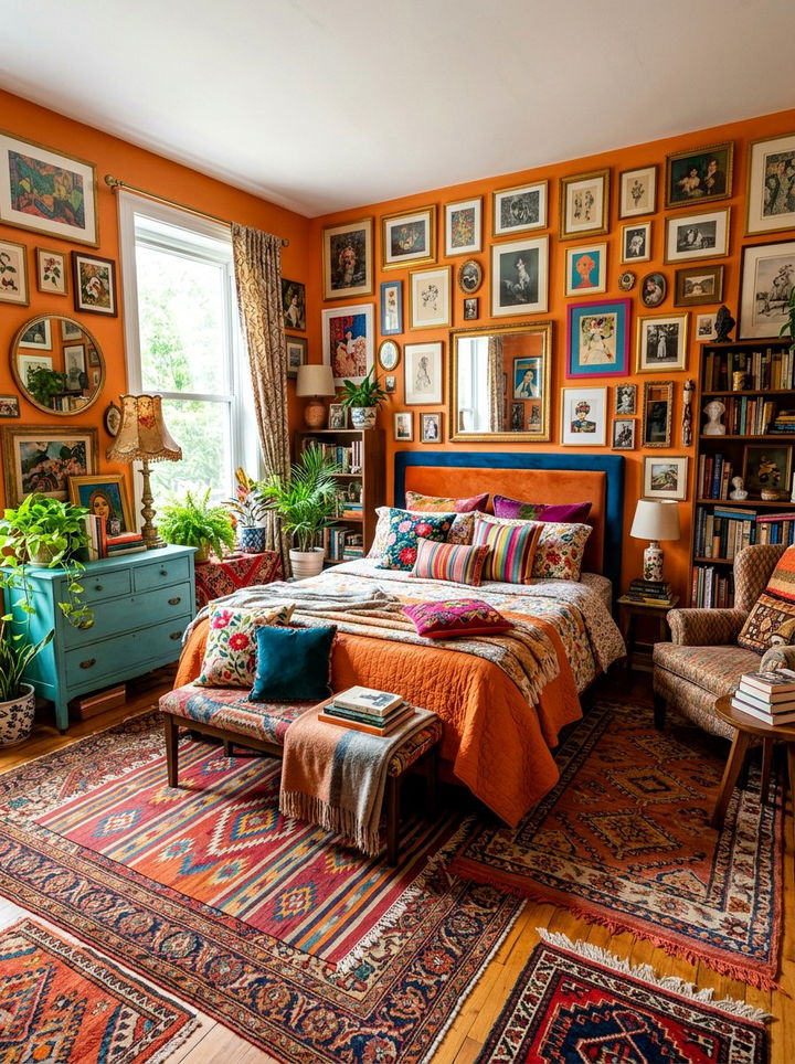 Maximalist Orange Bedroom - 30 bright orange bedroom ideas