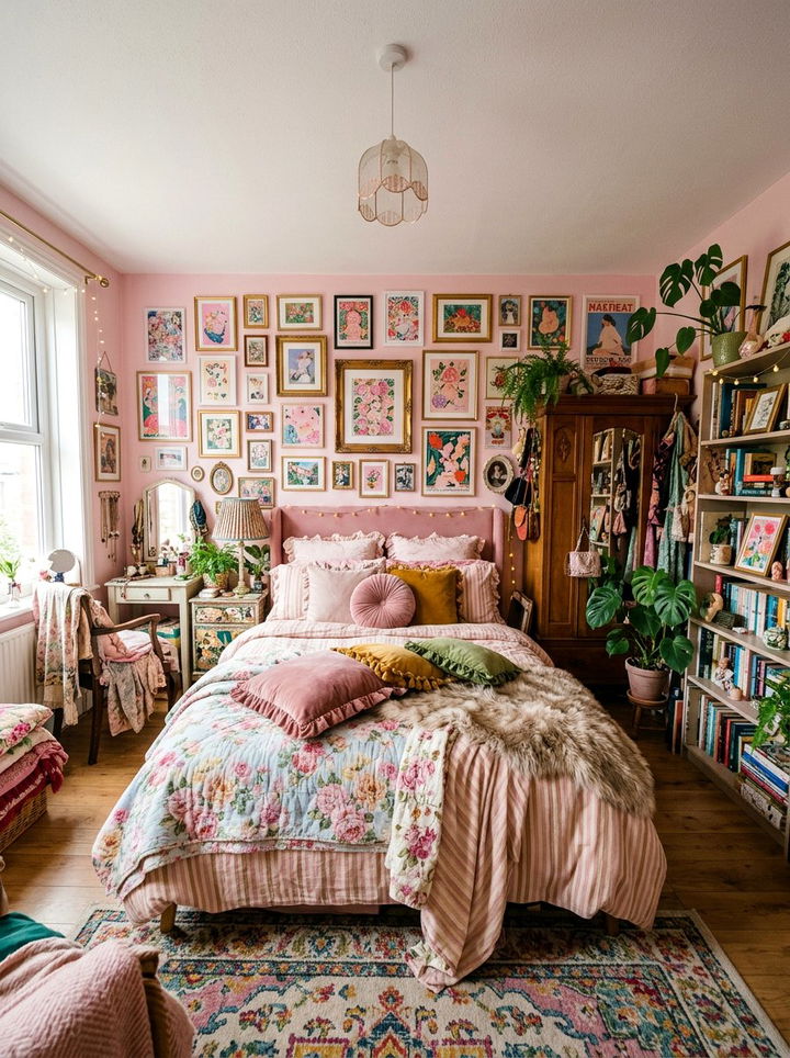 Maximalist Pastel Pink Bedroom - 30 pastel pink bedroom ideas