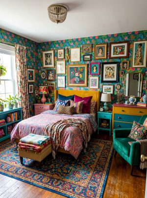 Maximalist Square Bedroom