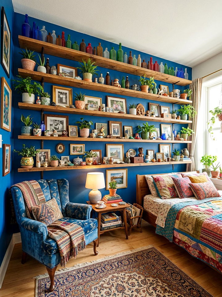Maximalist Wall Shelf Bedroom - 30 maximalist bedroom ideas