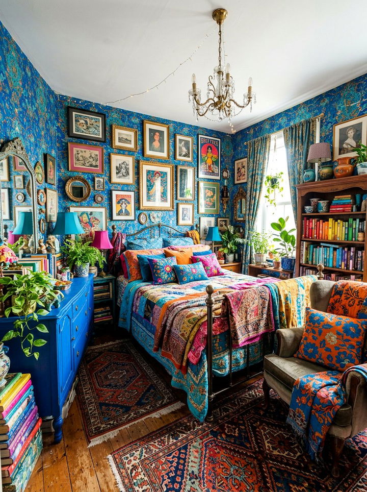 Maximalist electric blue bedroom - 30 electric blue bedroom ideas
