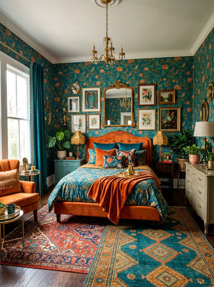 Maximalist teal and orange bedroom - 30 teal and orange bedroom color combo
