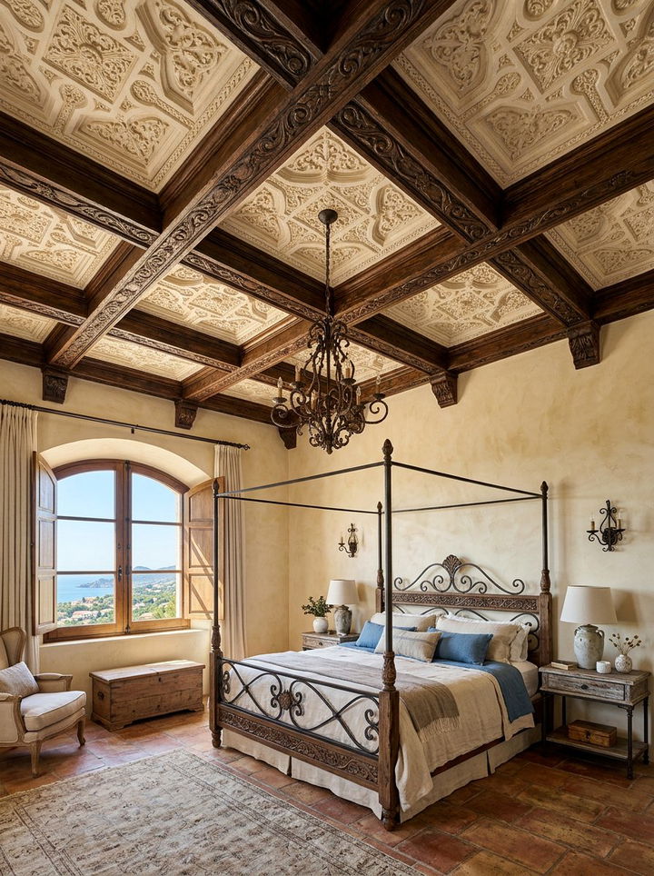 Mediterranean Bedroom Coffered Ceiling - 30 bedroom coffered ceiling designs