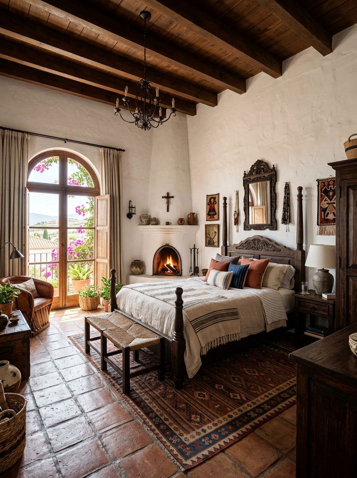 Mediterranean Bedroom With Plaster Fireplace - 30 bedroom with fireplace ideas