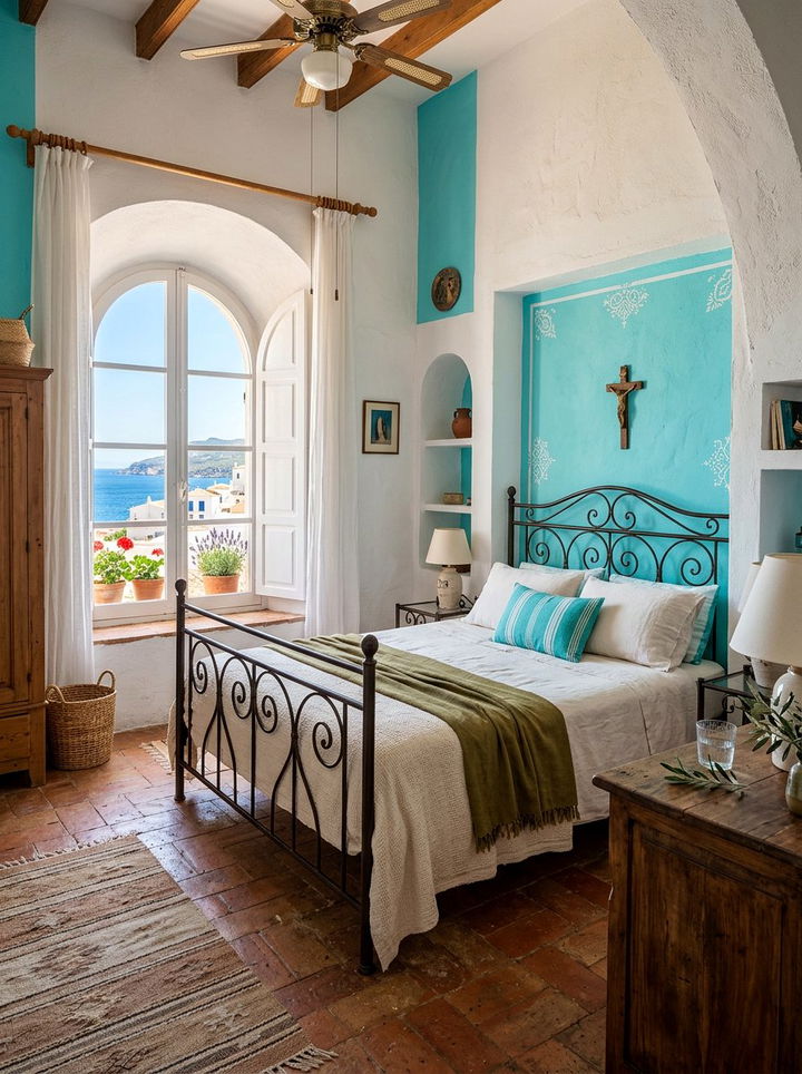 Mediterranean Style Bedroom - 30 ocean blue bedroom ideas
