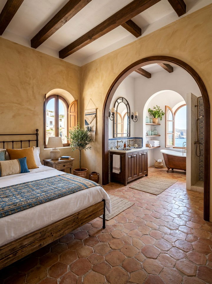Mediterranean Style Bedroom Bathroom - 30 bedroom ensuite ideas