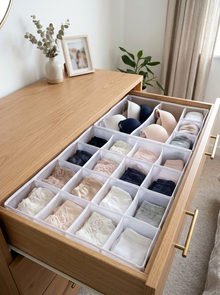 Mesh Underwear Dividers - 30 bedroom drawer organizers