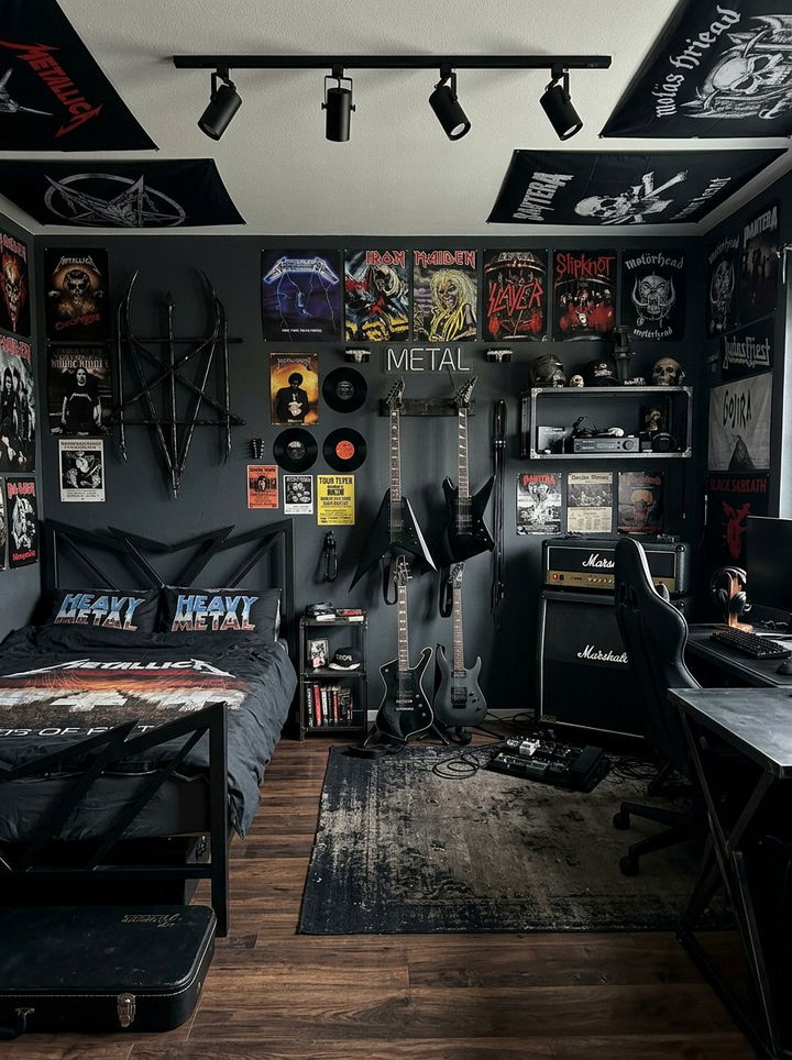 Metal Guitar Bedroom - 30 guitar bedroom ideas