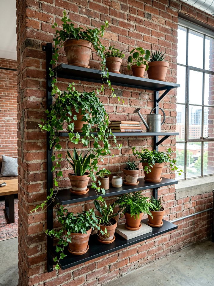 Metal Industrial Wall Shelf - 30 bedroom plant shelves