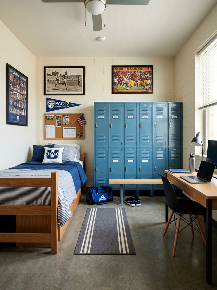 Metal Locker Storage - 30 football bedroom ideas