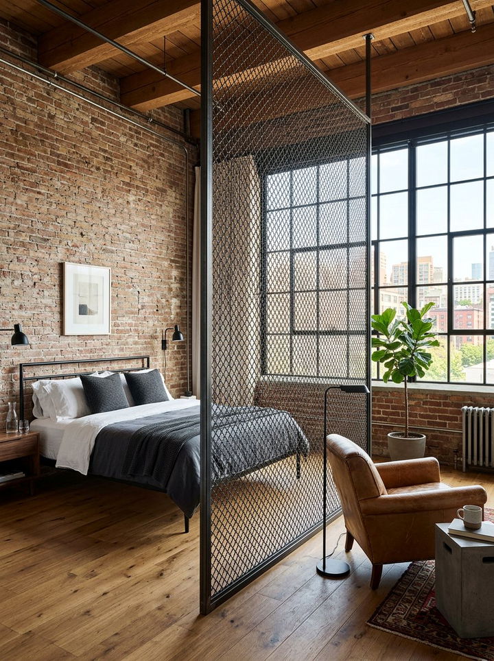 Metal Mesh Bedroom Divider - 30 bedroom screen ideas