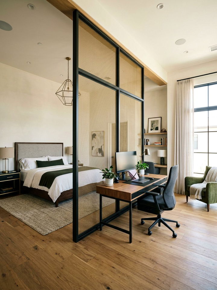 Metal Mesh Partition - 30 metal accent bedroom ideas