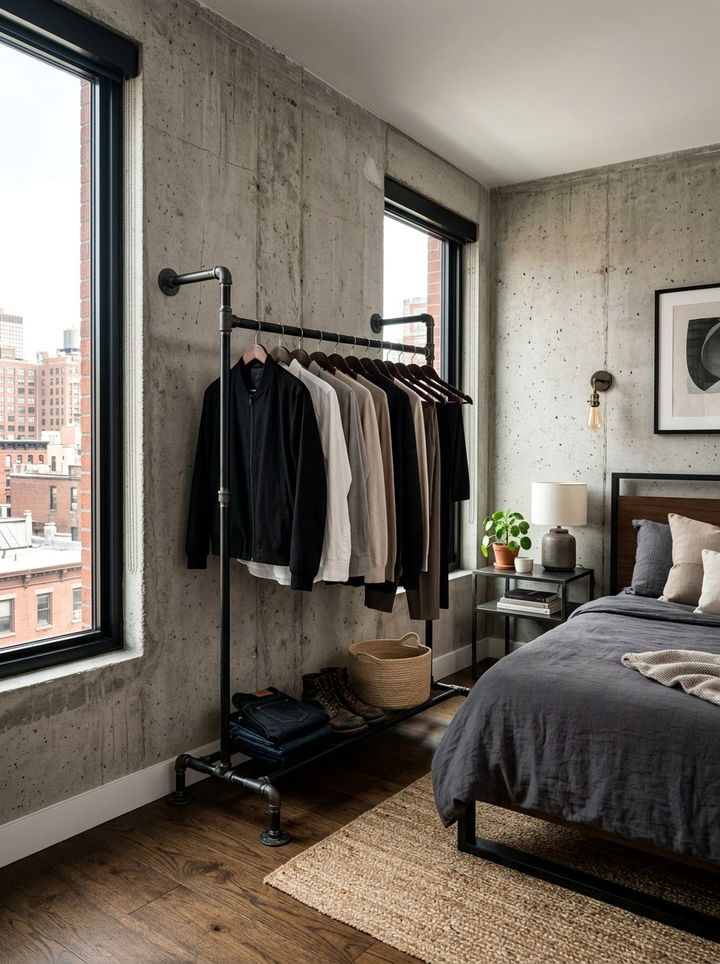 Metal Pipe Clothing Rack Bedroom - 30 repurposed bedroom ideas