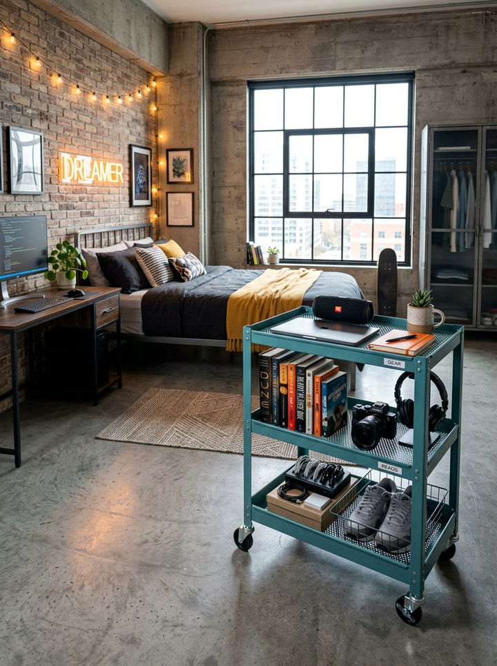 Metal Rolling Cart - 30 bedroom nightstand alternatives