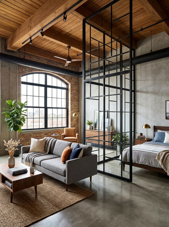 Metal Screen Partition - 30 warehouse bedroom ideas