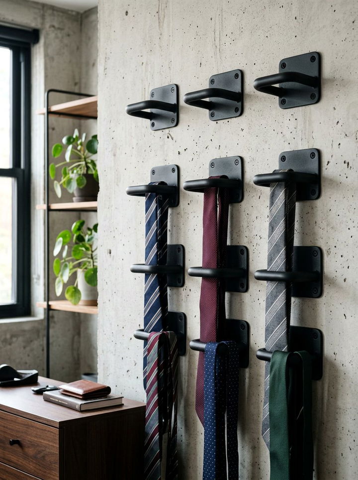 Metal Tie Hook - 30 bedroom tie storage ideas