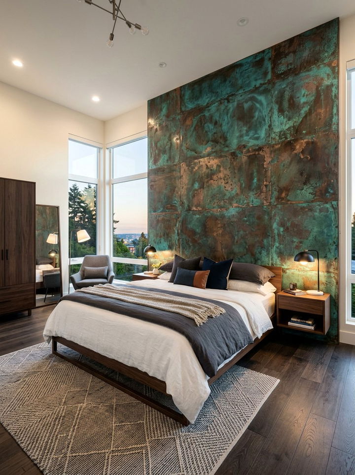 Metal Wall Panel - 30 metal accent bedroom ideas