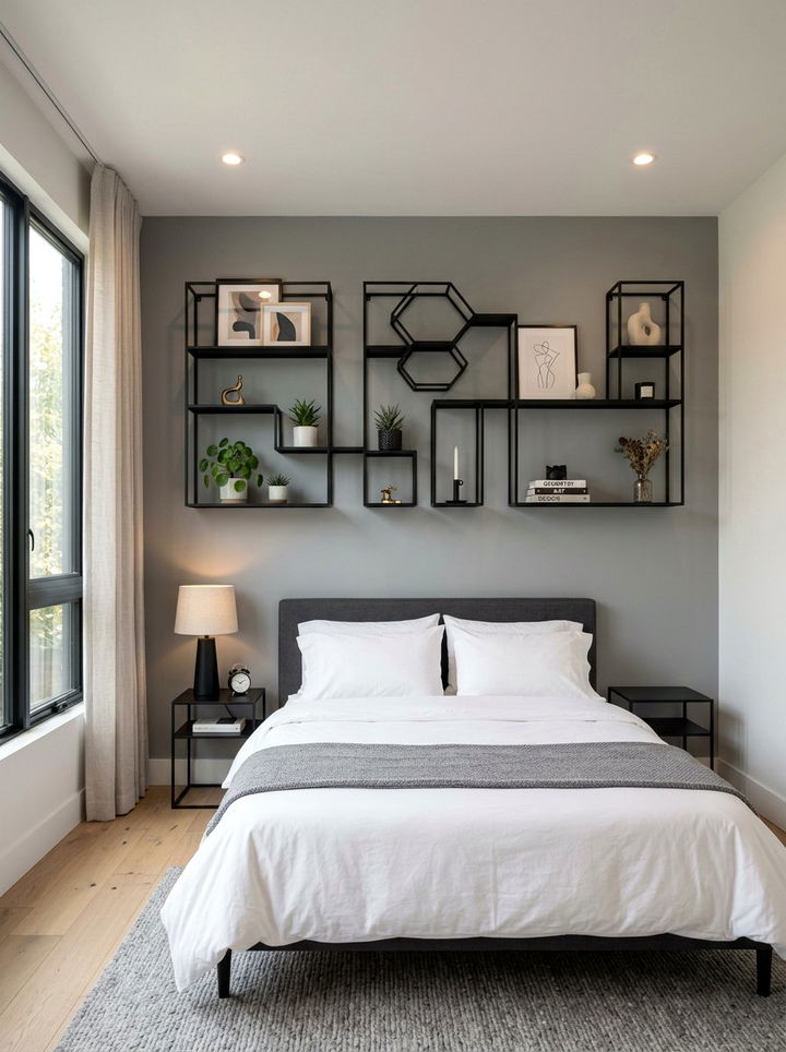 Metal Wall Shelves - 30 bedroom shelving ideas